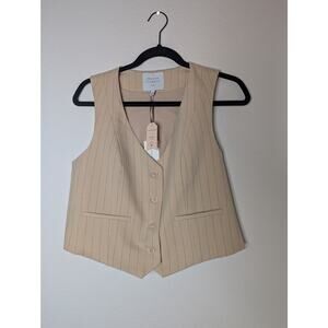 Maison D'Amelie NWT Beige Pinstripe Vest Professional Prep 8